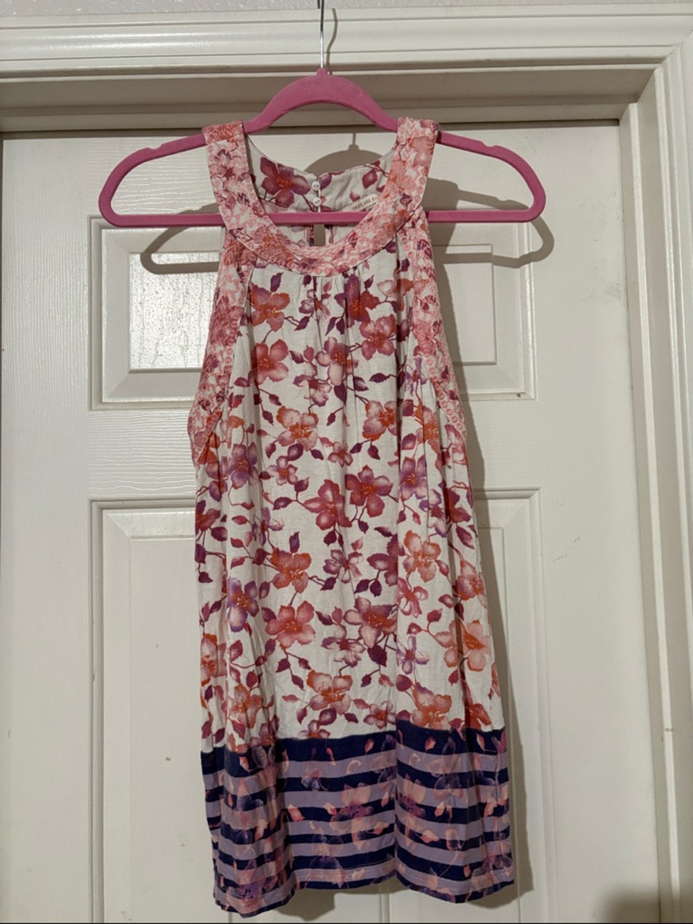 Skies Are Blue Floral Halter Tank Top in Pink, Orange & Purple
